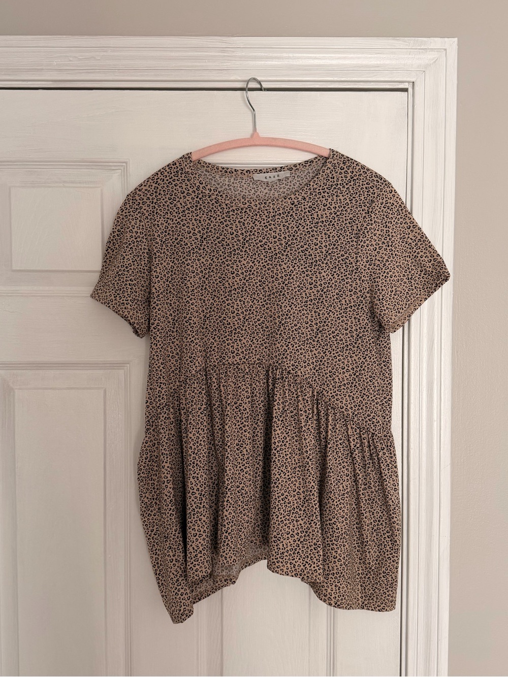 Women's Beige Leopard Print Peplum Top